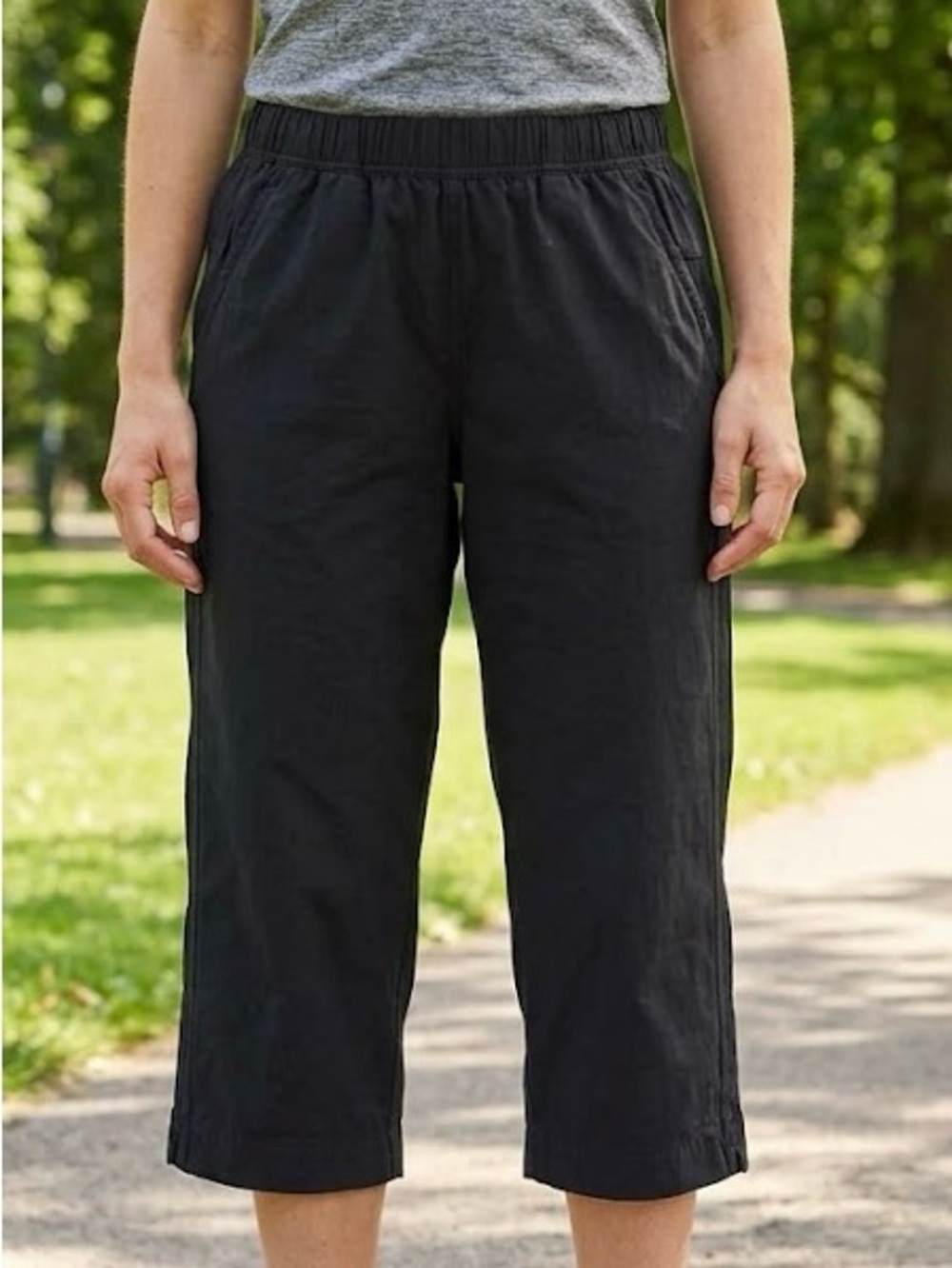 Northern Reflections Villager Black Pull-On Crop Pants Cotton Wide Leg Boho Chic